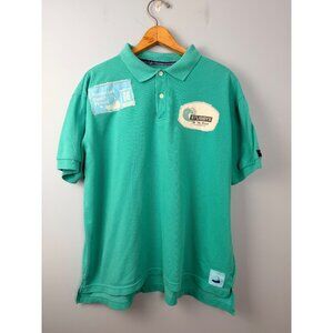 Cheryl Fudge Nantucket Beach Permit Polo Shirt Turquoise Size XL Custom Patches